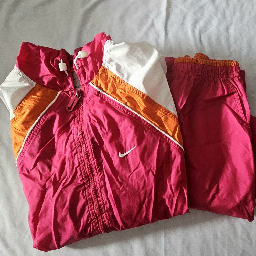 Nike Women's Pink Orange White Track Jacket and Pants